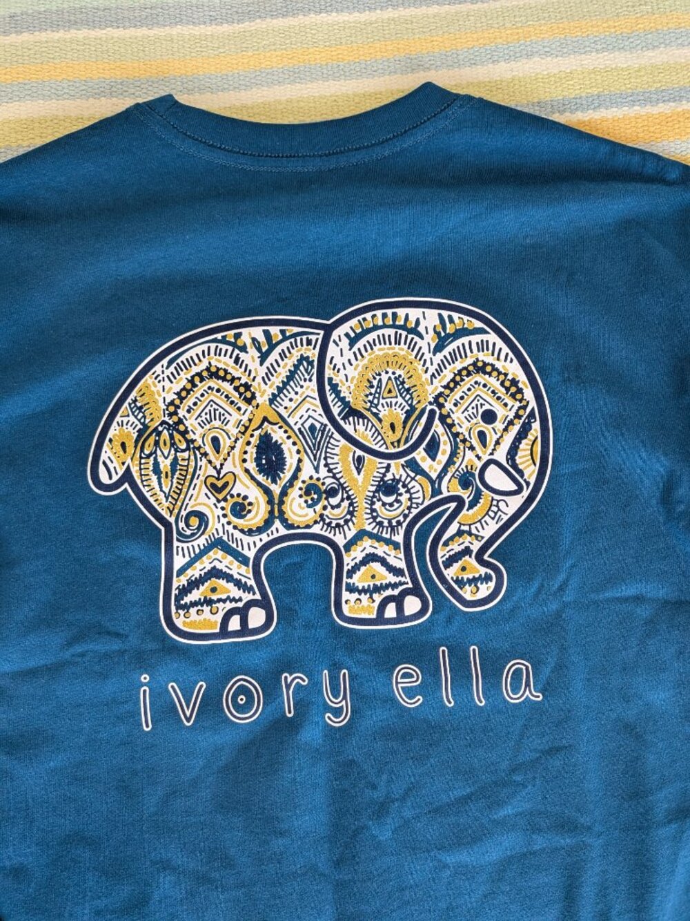 ⭐ Ivory Ella Teal Blue Elephant long sleeve shirt XS - Picture 2 of 7